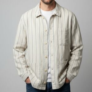 Alex crane jacket men's line n striped lightweight patch pockets button front